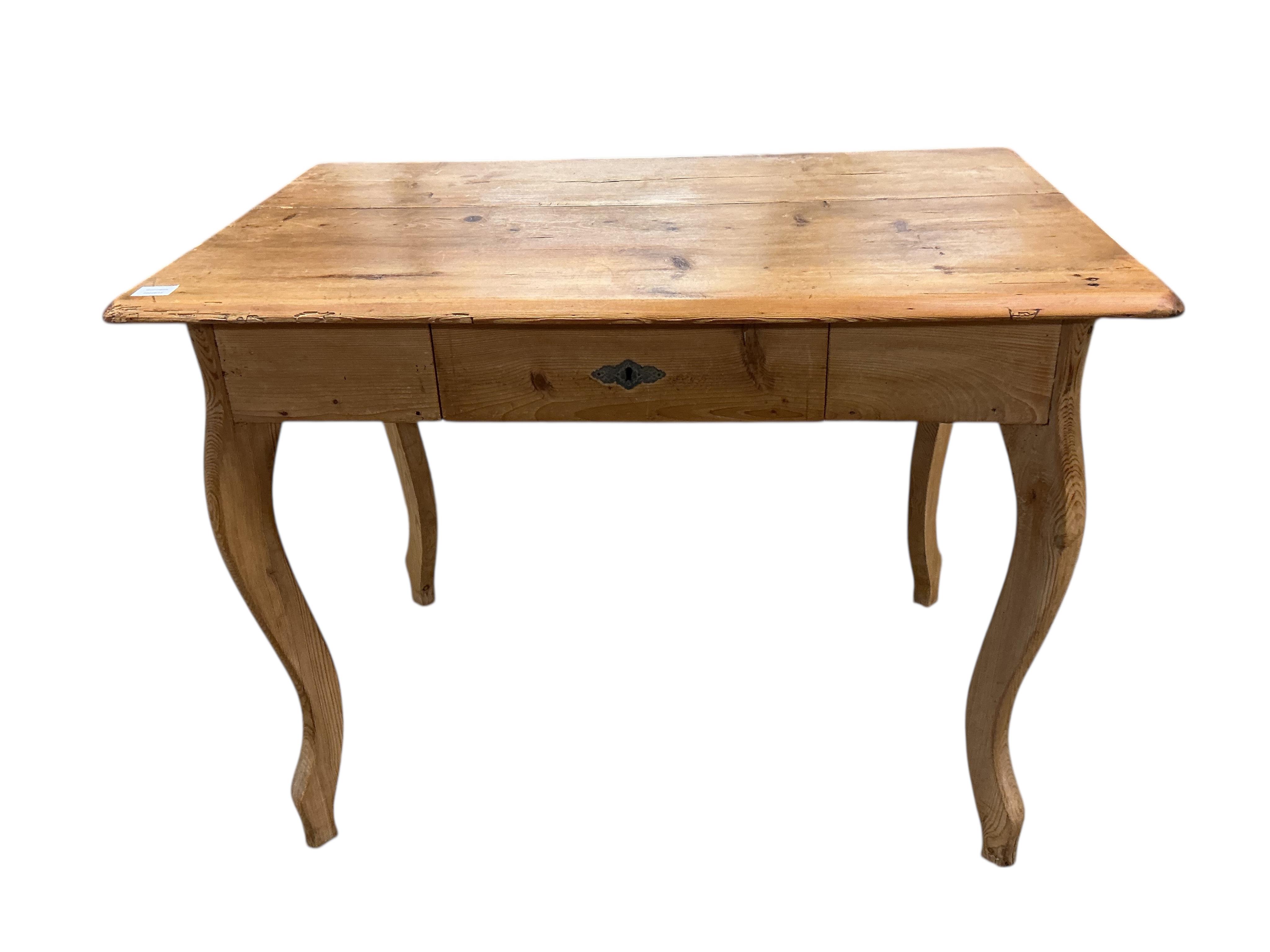 A 19th century Continental pine rectangular serving table, width 108cm, depth 70cm, height 80cm